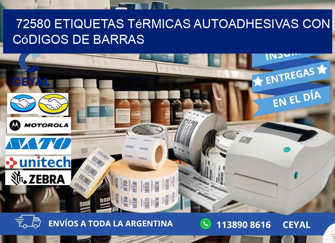 72580 Etiquetas térmicas autoadhesivas con códigos de barras