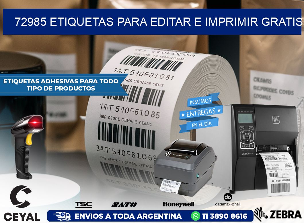 72985 Etiquetas para editar e imprimir gratis
