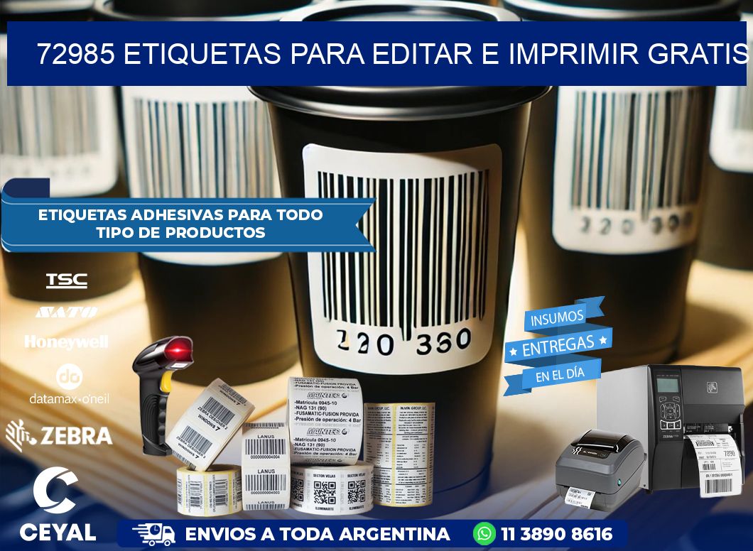 72985 Etiquetas para editar e imprimir gratis