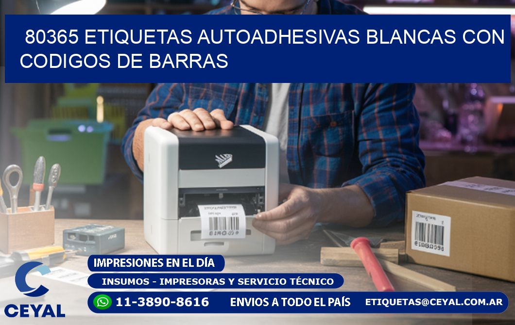 80365 etiquetas autoadhesivas blancas con codigos de barras