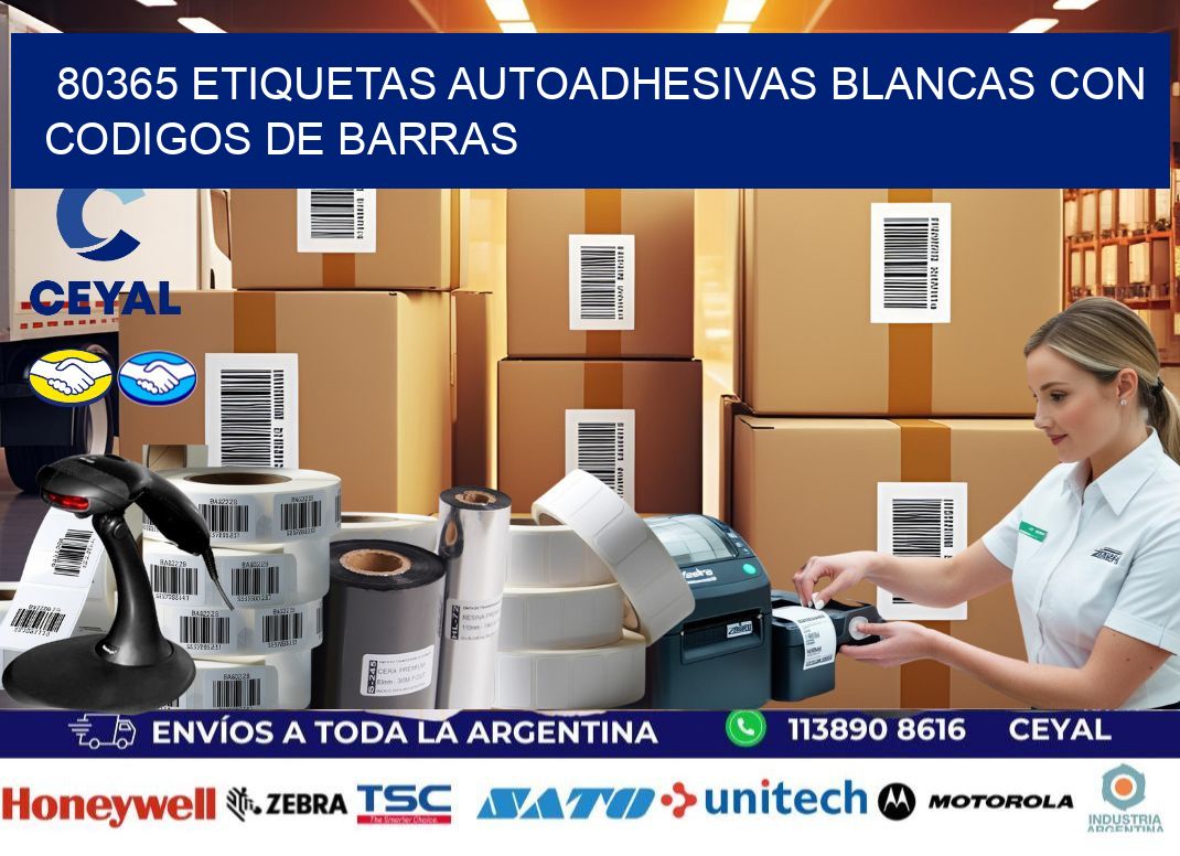 80365 etiquetas autoadhesivas blancas con codigos de barras