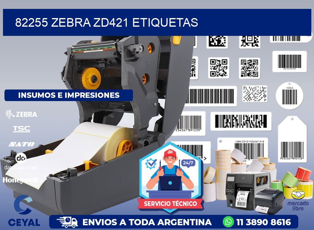 82255 Zebra ZD421 etiquetas