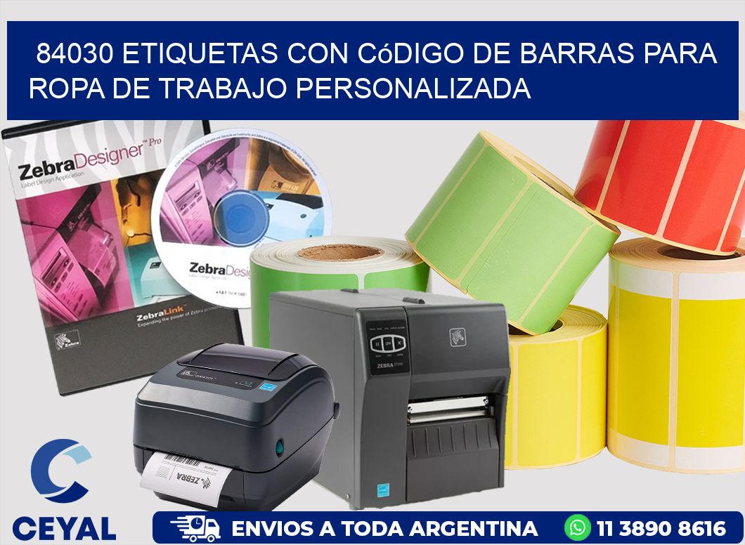 84030 Etiquetas con código de barras para ropa de trabajo personalizada