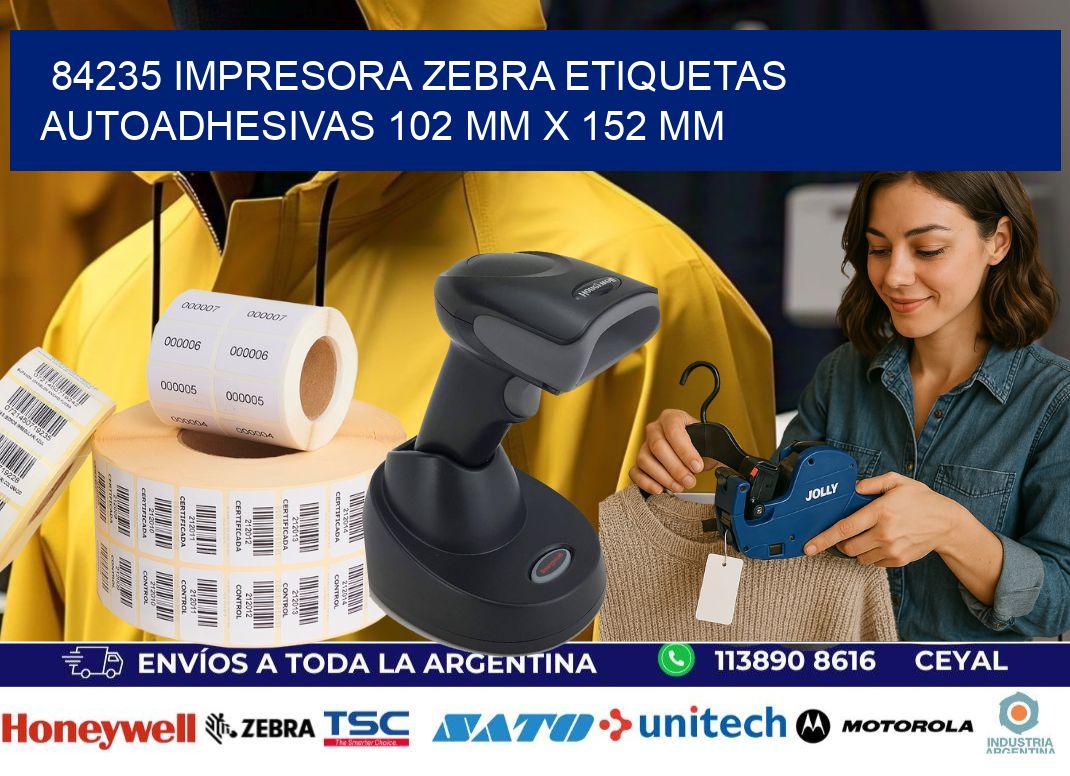 84235 impresora zebra etiquetas autoadhesivas 102 mm x 152 mm