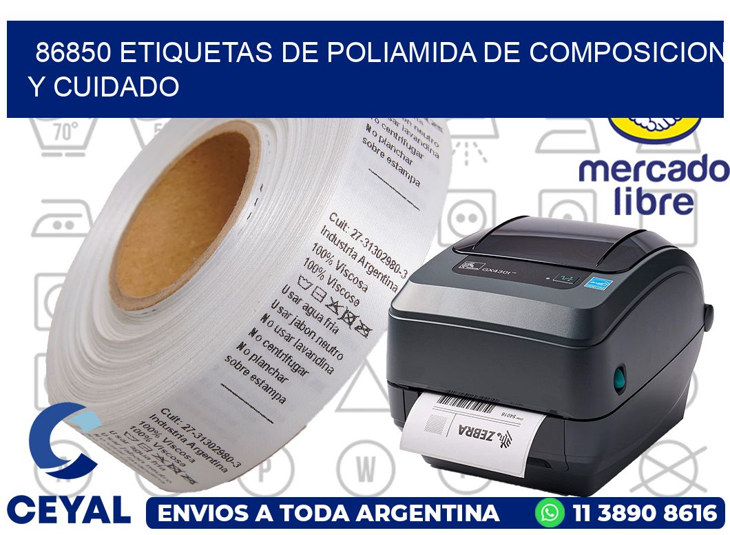 86850 etiquetas de poliamida de composicion y cuidado
