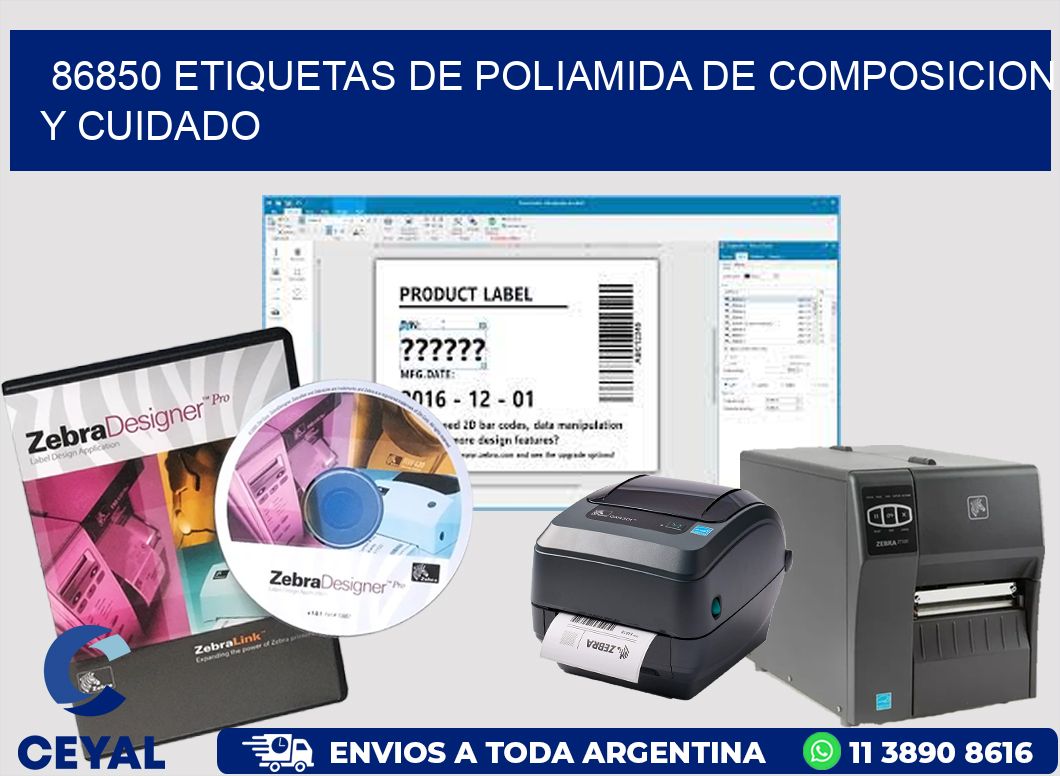 86850 etiquetas de poliamida de composicion y cuidado