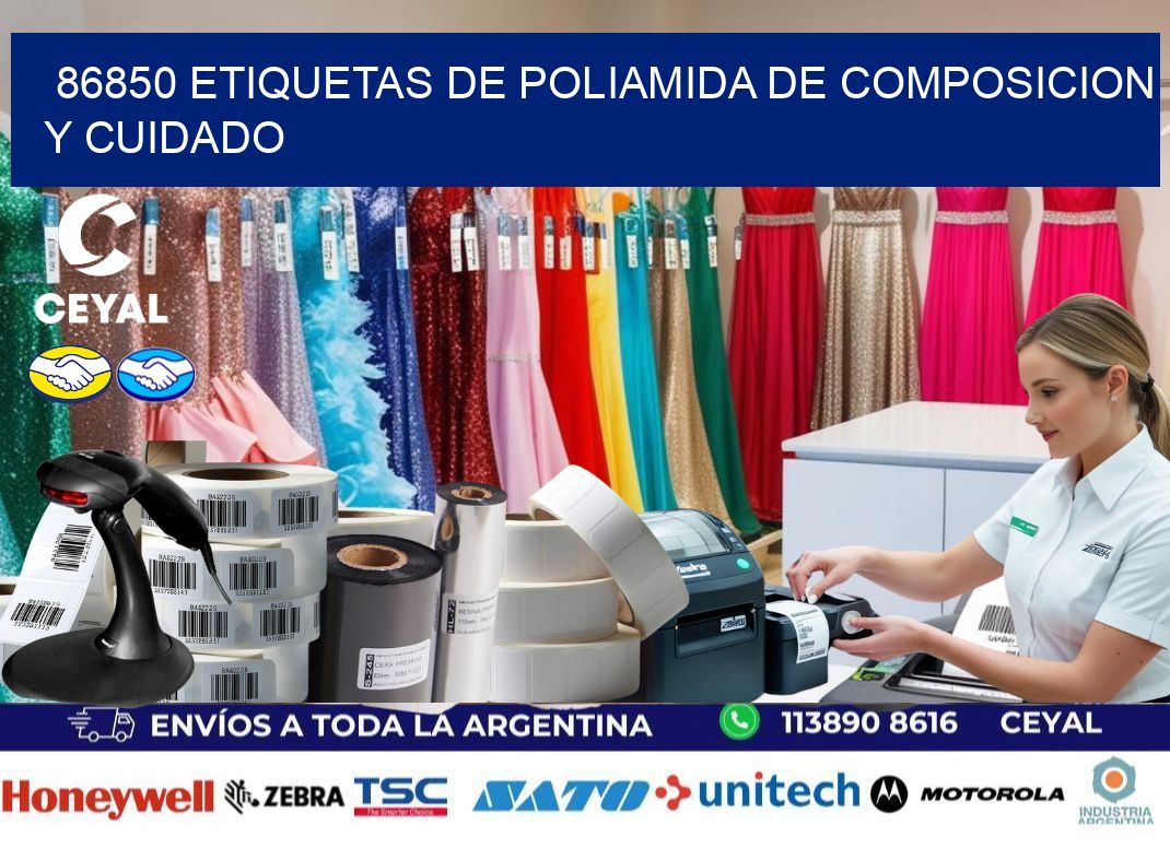 86850 etiquetas de poliamida de composicion y cuidado