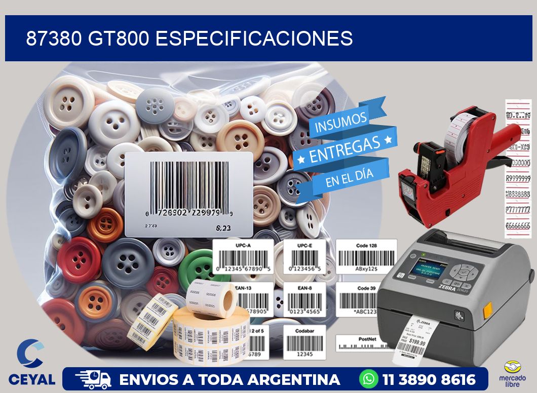 87380 GT800 especificaciones