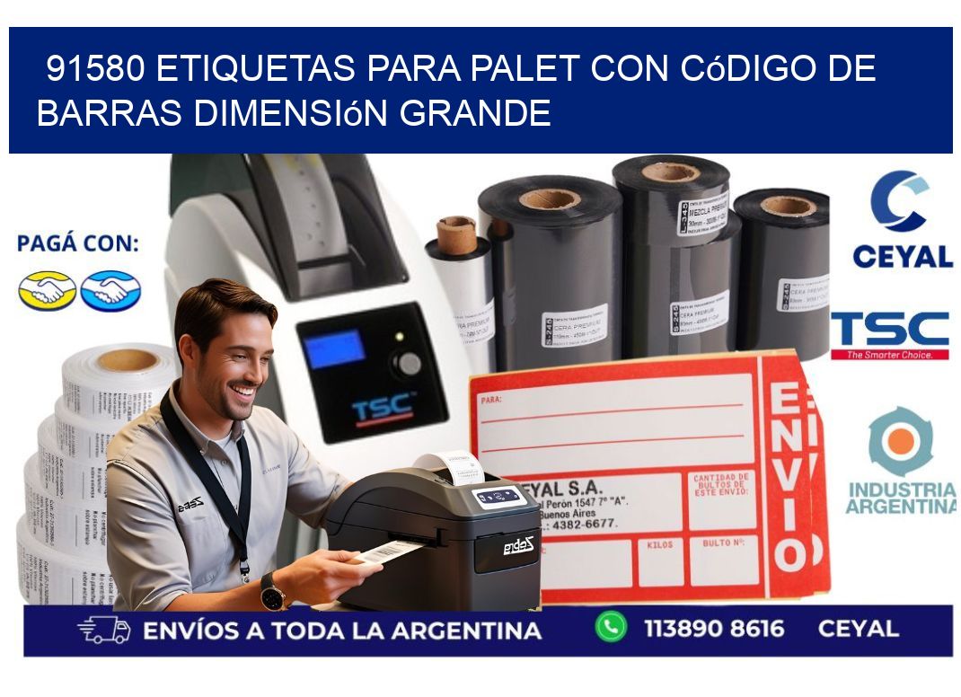 91580 etiquetas para palet con código de barras dimensión grande