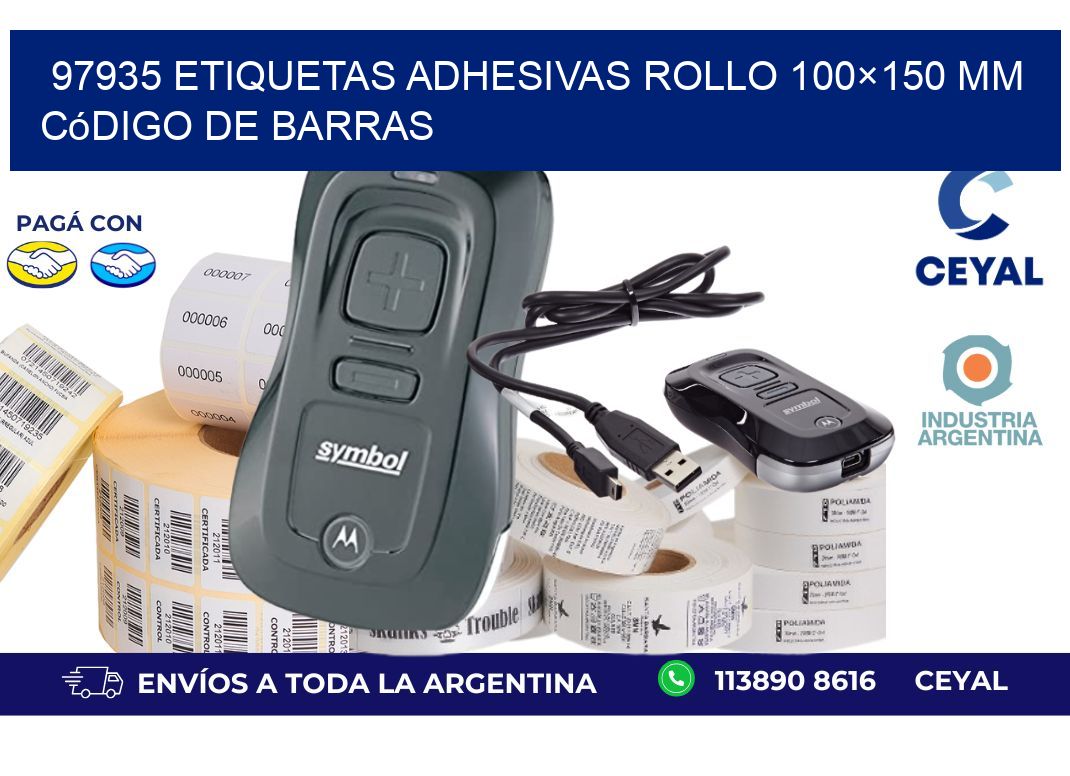 97935 etiquetas adhesivas rollo 100×150 mm código de barras