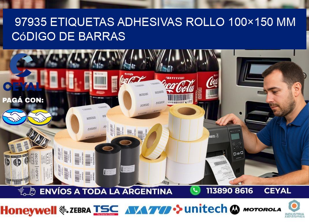 97935 etiquetas adhesivas rollo 100×150 mm código de barras
