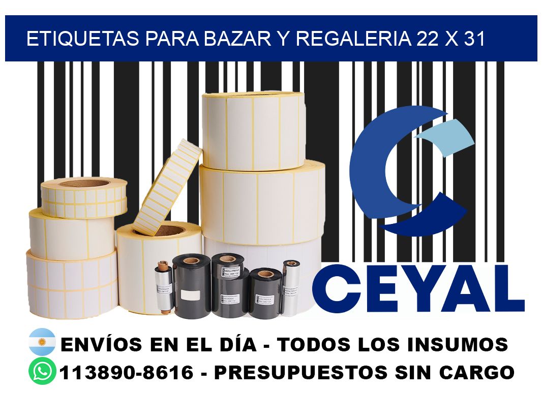 ETIQUETAS PARA BAZAR Y REGALERIA 22 x 31