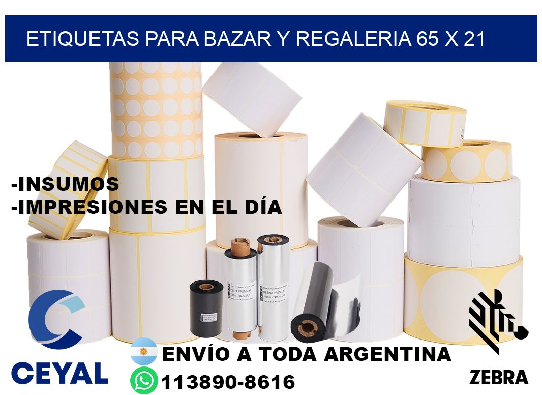 ETIQUETAS PARA BAZAR Y REGALERIA 65 x 21