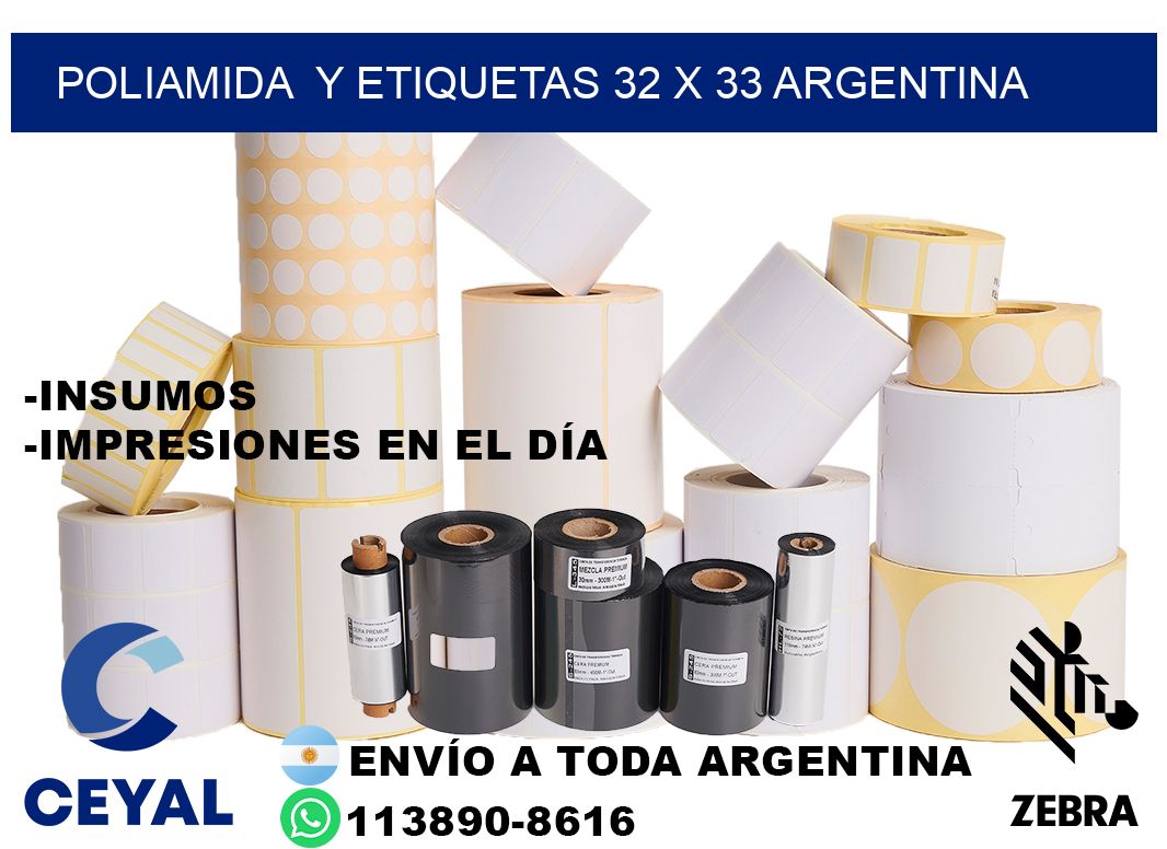 Poliamida y etiquetas 32 x 33 argentina