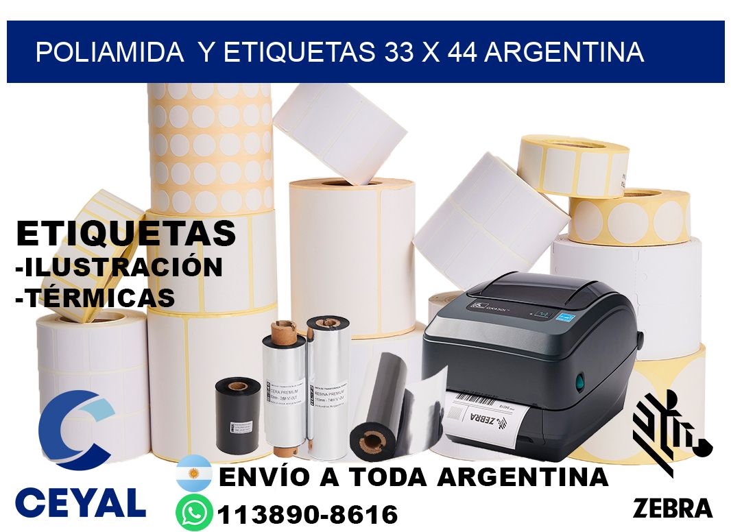 Poliamida y etiquetas 33 x 44 argentina