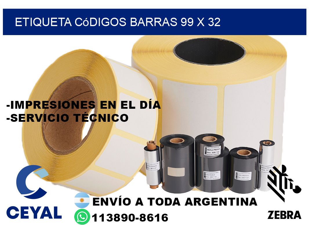 etiqueta códigos barras 99 x 32
