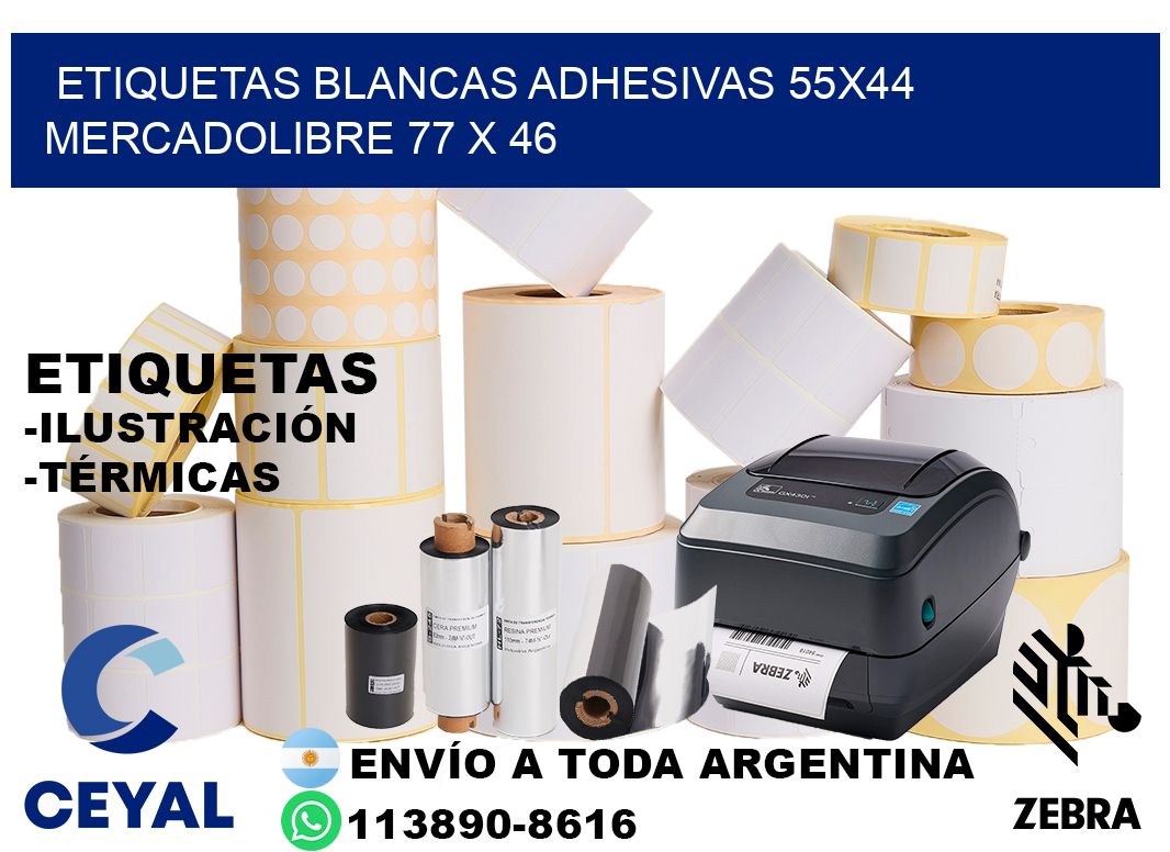 etiquetas blancas adhesivas 55x44 mercadolibre 77 x 46