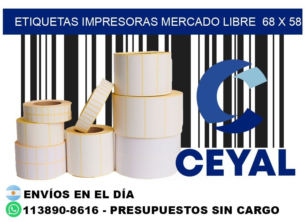 etiquetas impresoras mercado libre  68 x 58
