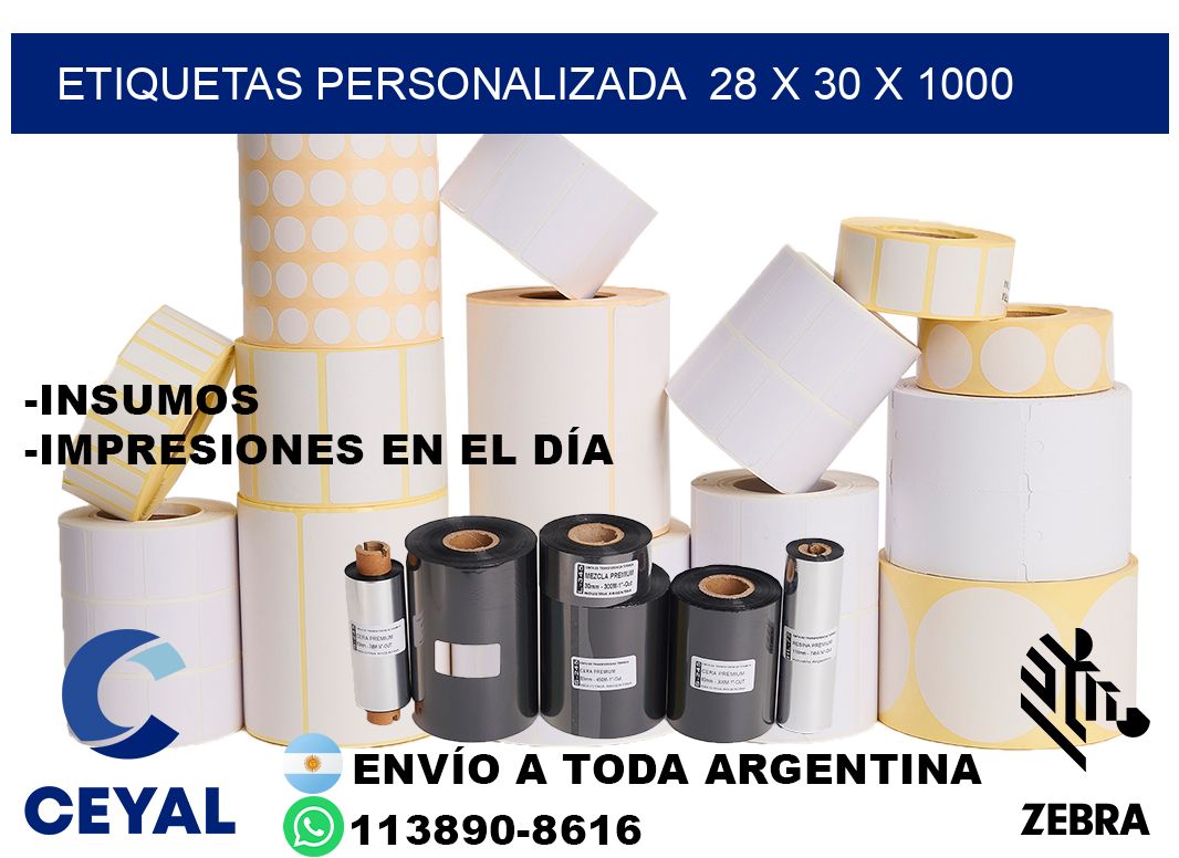 etiquetas personalizada  28 x 30 x 1000