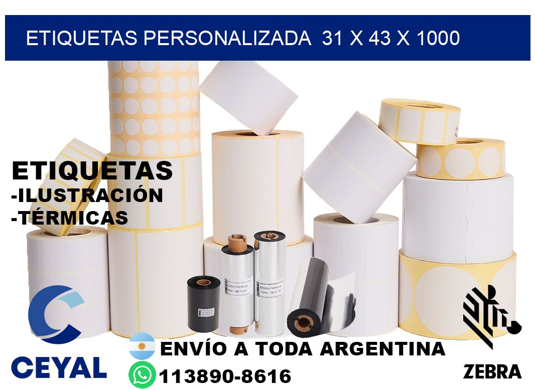 etiquetas personalizada  31 x 43 x 1000