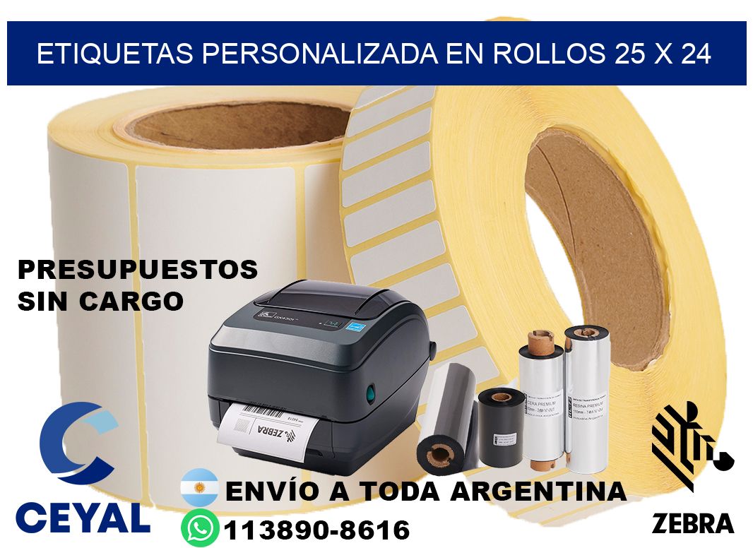 etiquetas personalizada en rollos 25 x 24