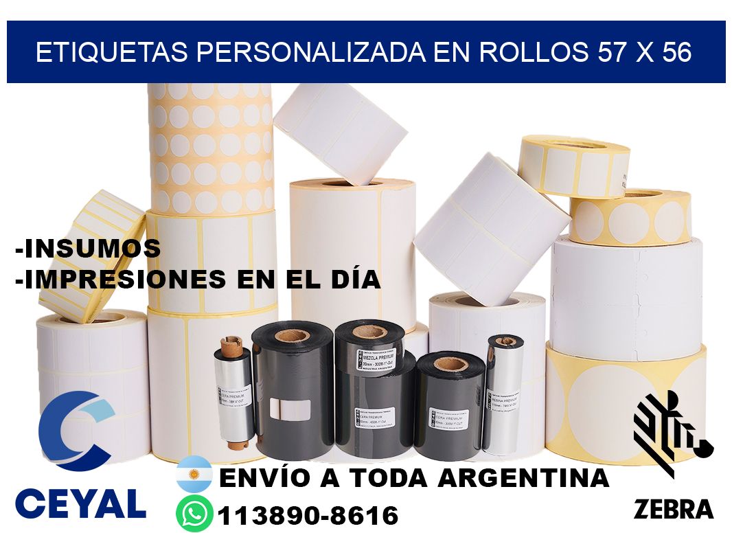 etiquetas personalizada en rollos 57 x 56