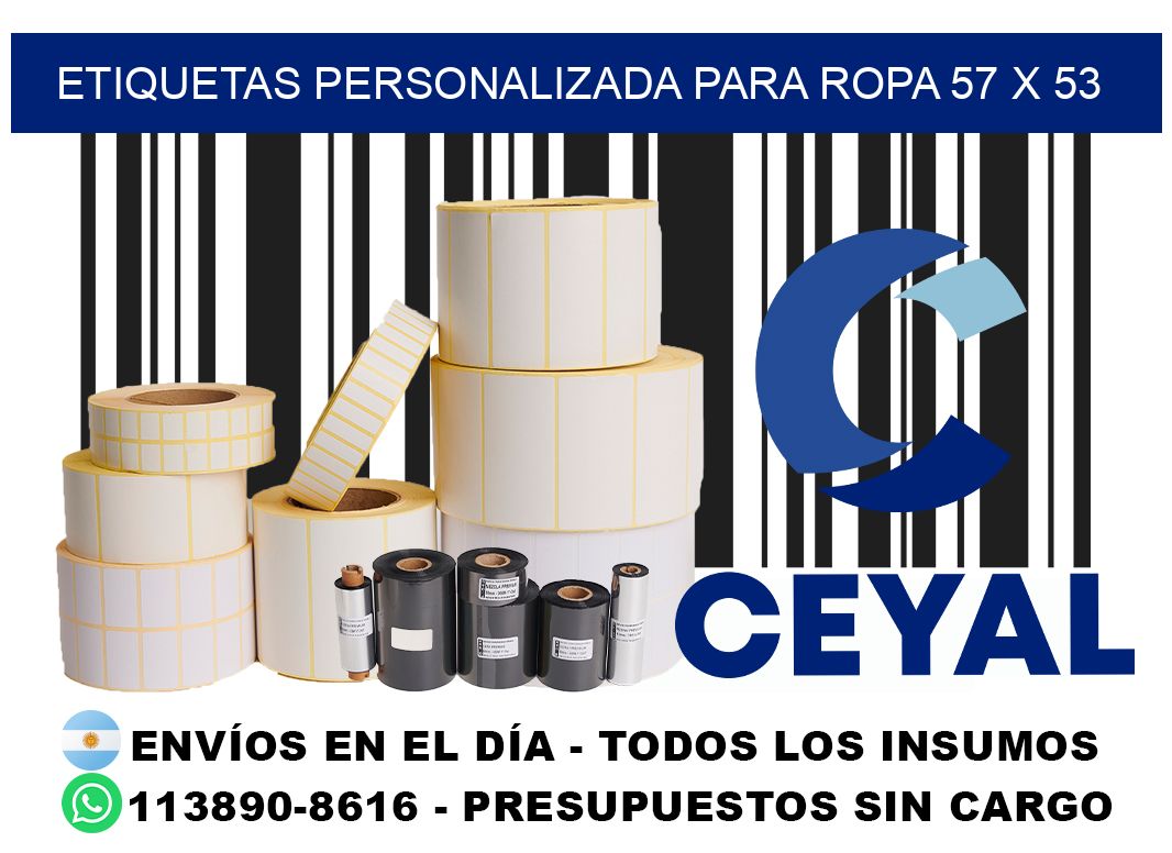 etiquetas personalizada para ropa 57 x 53