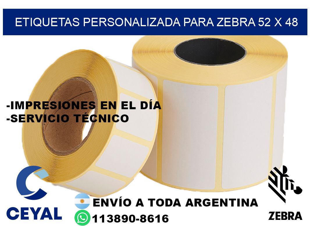 etiquetas personalizada para zebra 52 x 48