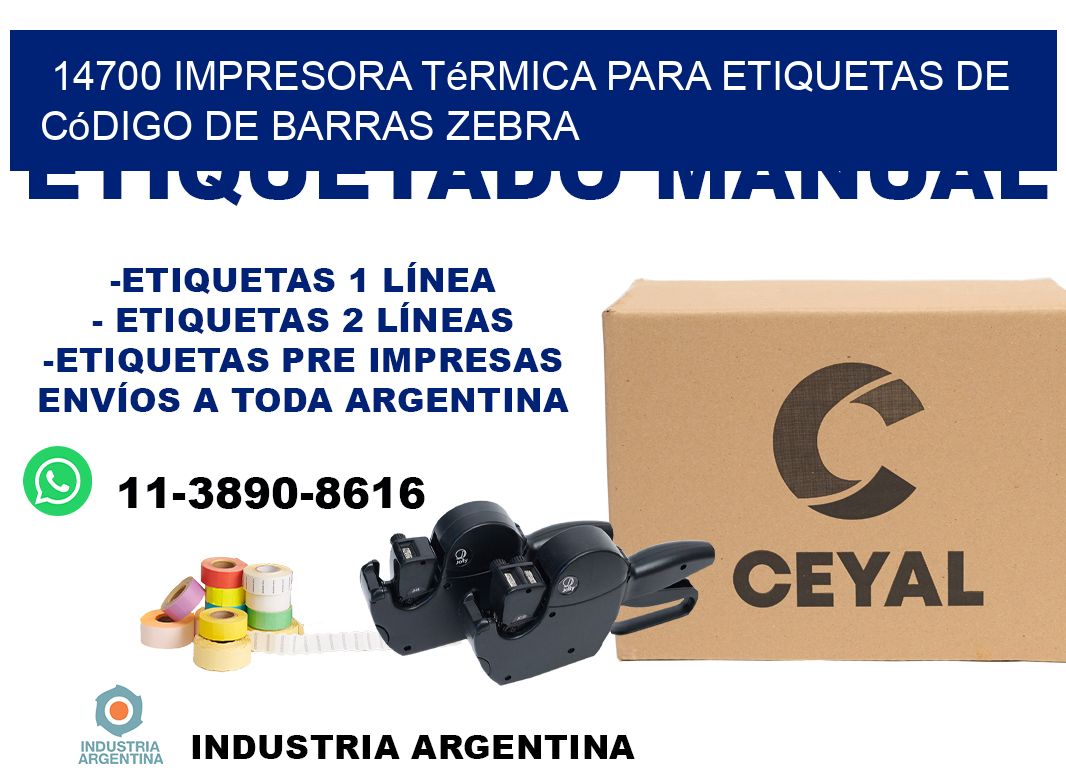 14700 impresora térmica para etiquetas de código de barras Zebra