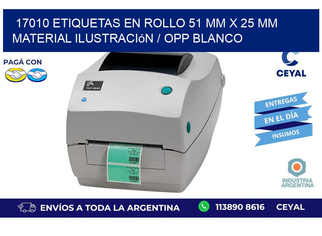 17010 Etiquetas en rollo 51 mm x 25 mm material Ilustración / OPP Blanco
