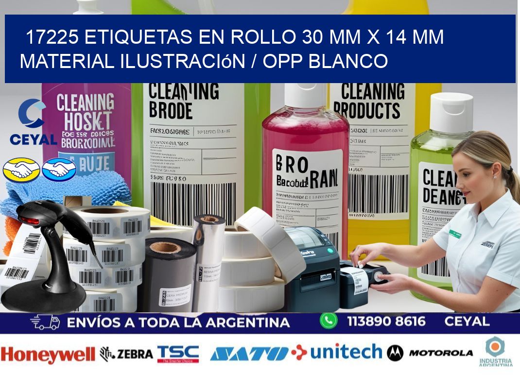 17225 Etiquetas en rollo 30 mm x 14 mm material Ilustración / OPP Blanco