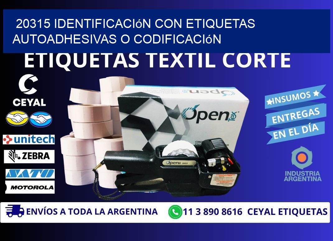 20315 identificación con etiquetas autoadhesivas o codificación