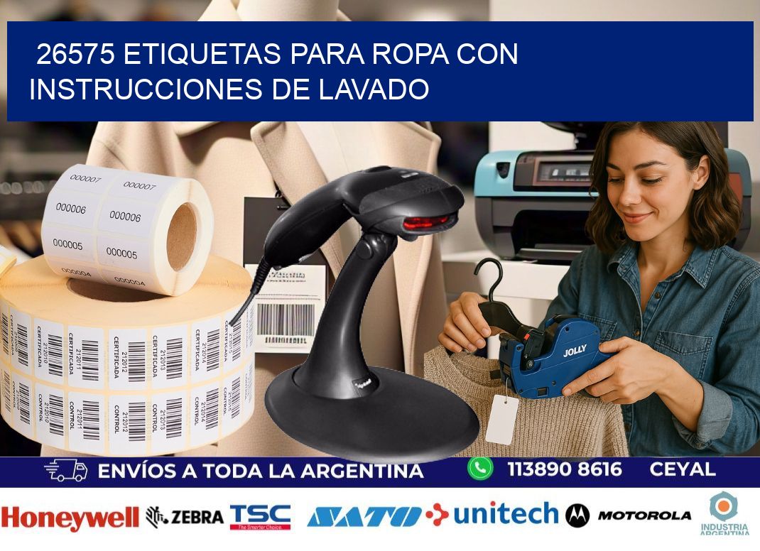 26575 etiquetas para ropa con instrucciones de lavado