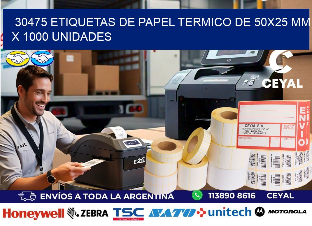 30475 Etiquetas De Papel Termico De 50x25 Mm X 1000 Unidades