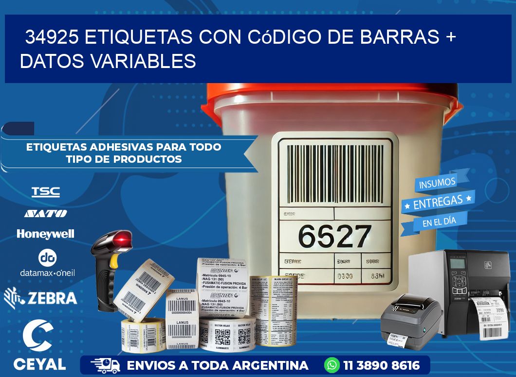 34925 etiquetas con código de barras + datos variables