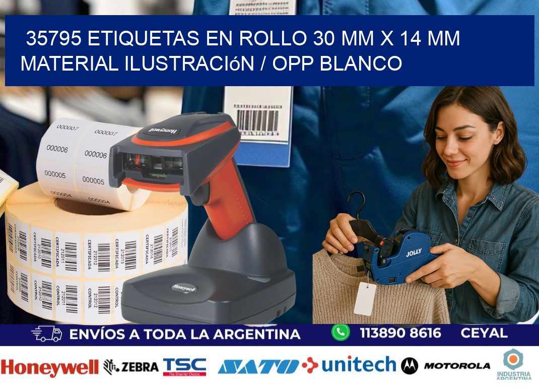 35795 Etiquetas en rollo 30 mm x 14 mm material Ilustración / OPP Blanco