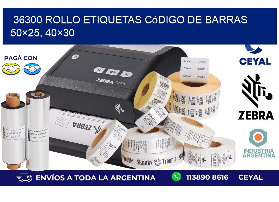 36300 rollo etiquetas código de barras 50×25, 40×30