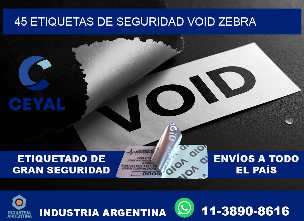 45 etiquetas de seguridad void zebra