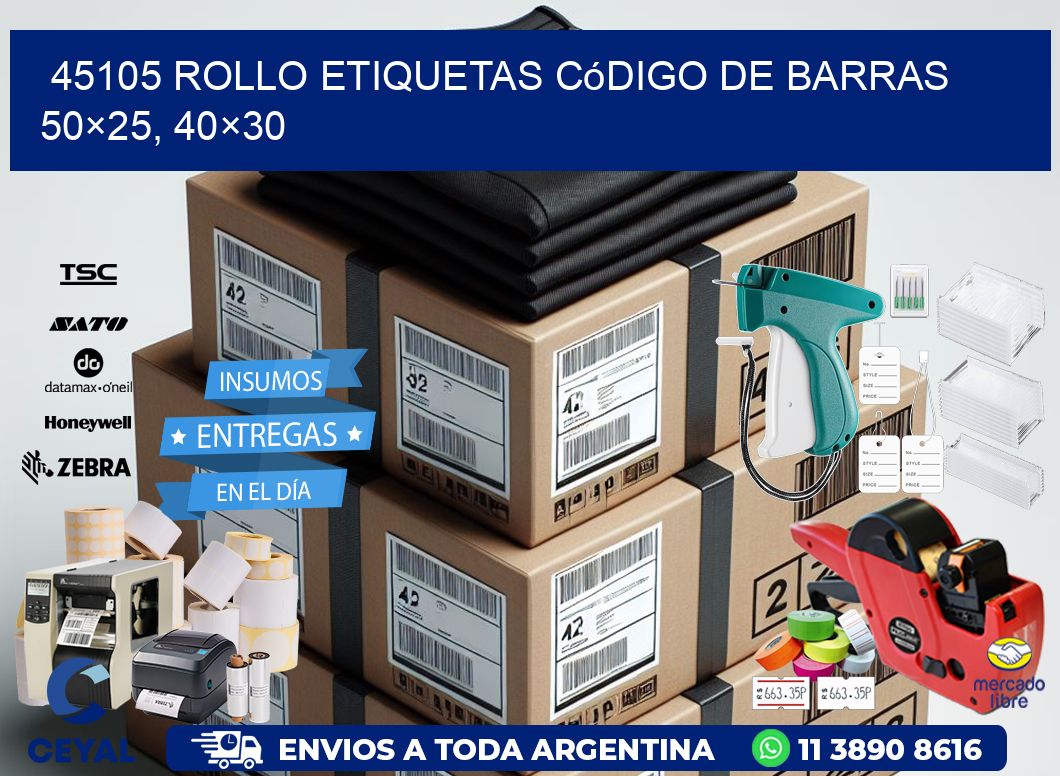 45105 rollo etiquetas código de barras 50×25, 40×30