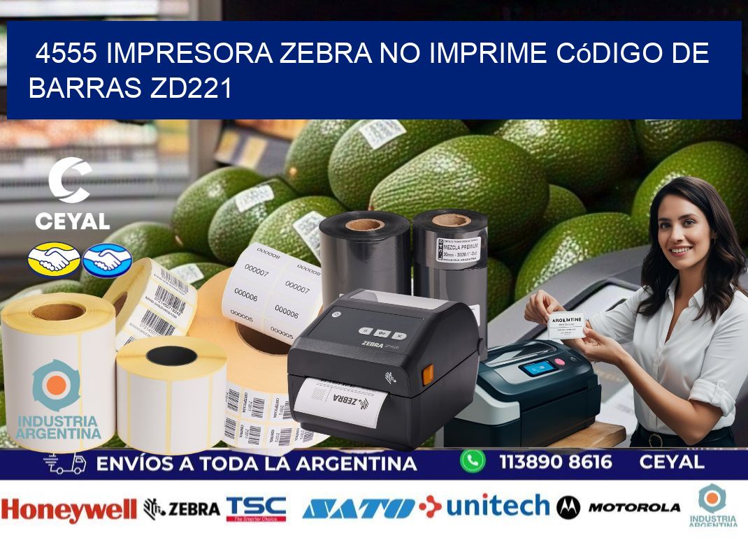 4555 impresora Zebra no imprime código de barras ZD221
