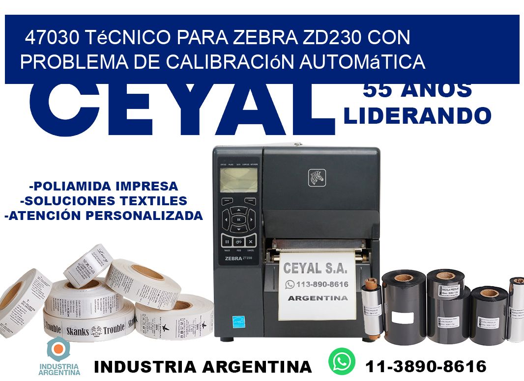 47030 técnico para zebra zd230 con problema de calibración automática