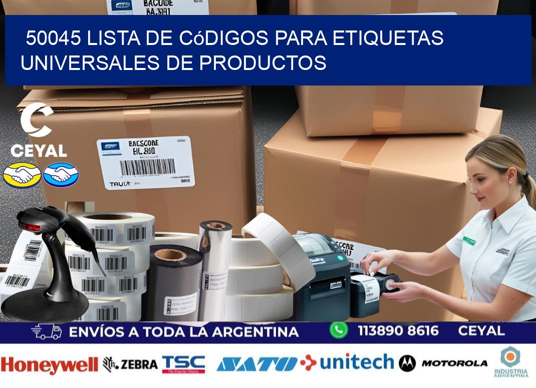 50045 Lista de códigos para etiquetas universales de productos