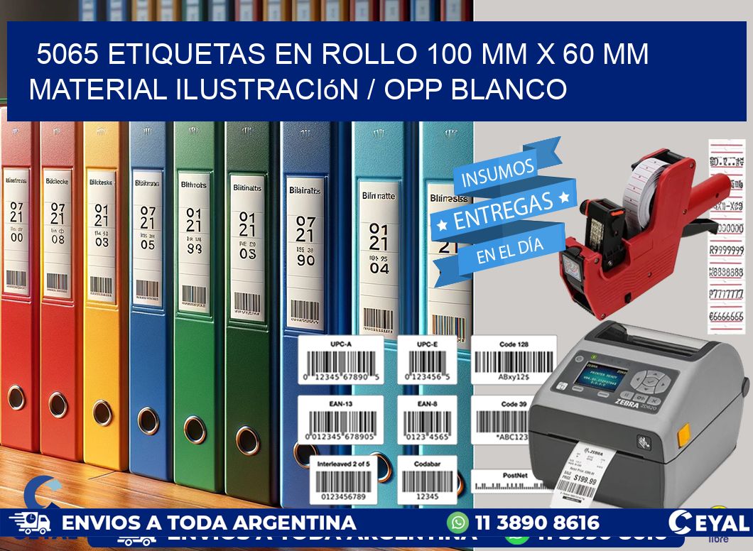 5065 Etiquetas en rollo 100 mm x 60 mm material Ilustración / OPP Blanco