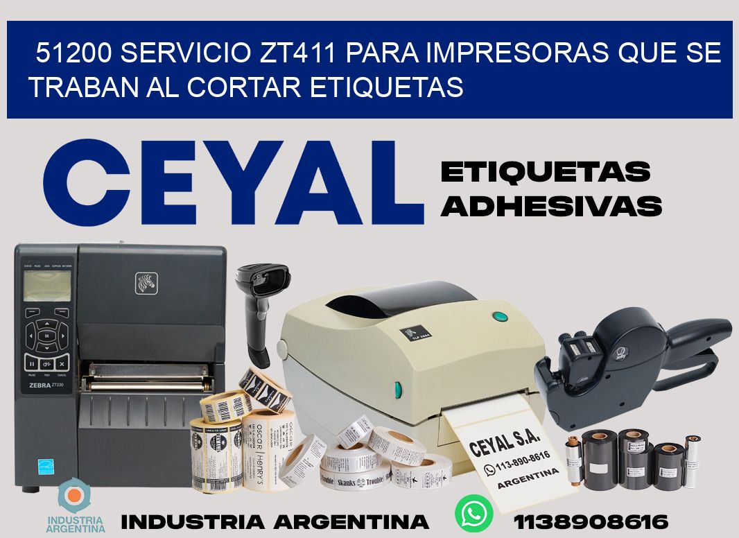 51200 servicio zt411 para impresoras que se traban al cortar etiquetas