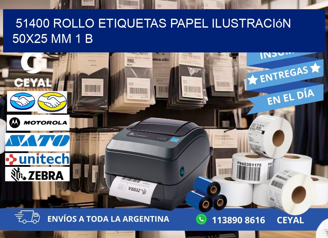 51400 Rollo Etiquetas Papel Ilustración 50x25 Mm 1 B