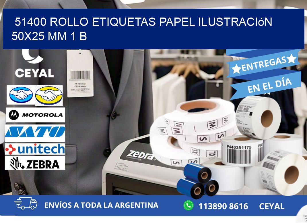 51400 Rollo Etiquetas Papel Ilustración 50x25 Mm 1 B