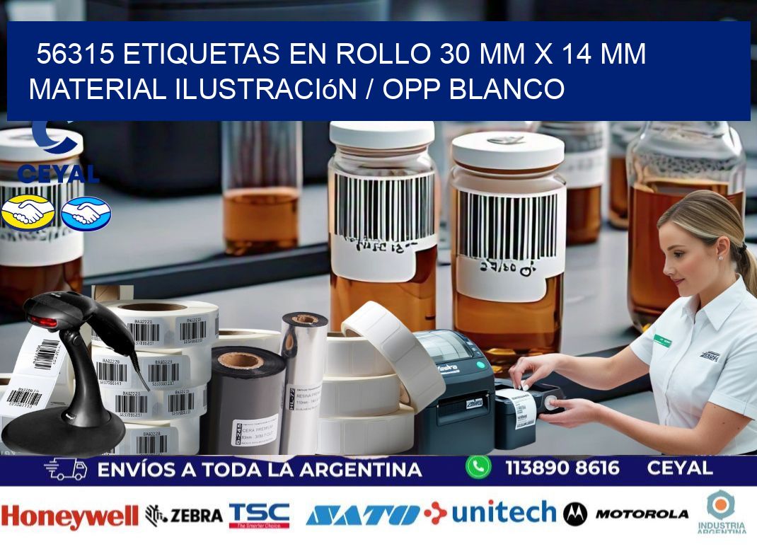 56315 Etiquetas en rollo 30 mm x 14 mm material Ilustración / OPP Blanco
