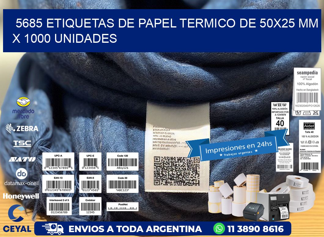 5685 Etiquetas De Papel Termico De 50x25 Mm X 1000 Unidades