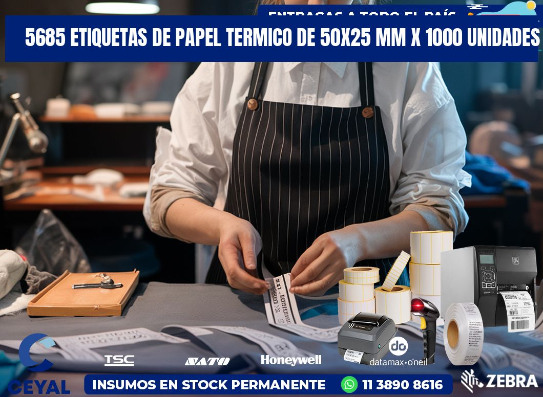 5685 Etiquetas De Papel Termico De 50×25 Mm X 1000 Unidades