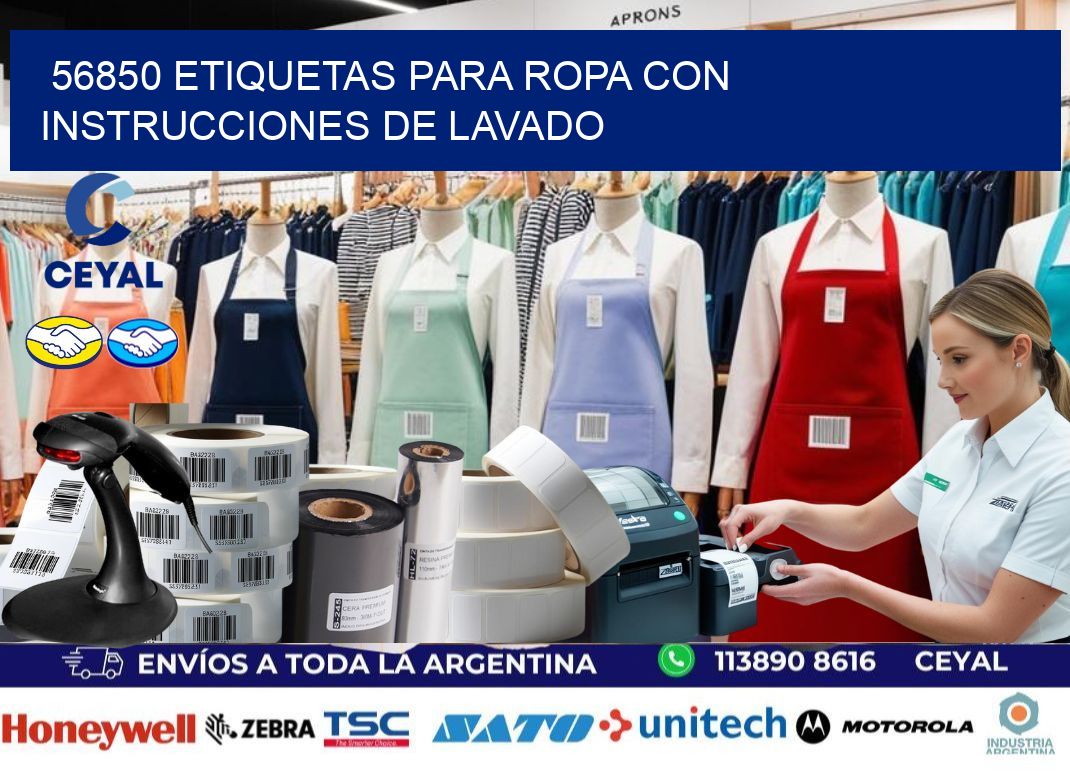 56850 etiquetas para ropa con instrucciones de lavado